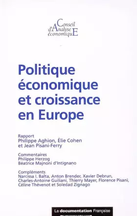 Couverture du produit · Politique économique et croissance en Europe.