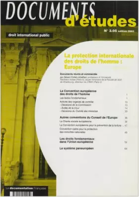 Couverture du produit · La protection internationale des droit de l'homme : l'europe