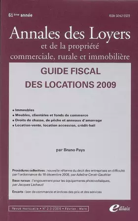 Couverture du produit · Guide fiscal des locations 2009