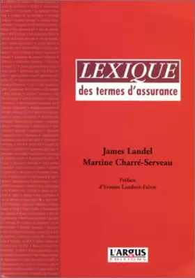 Couverture du produit · Lexique juridique et pratique des termes d'assurance