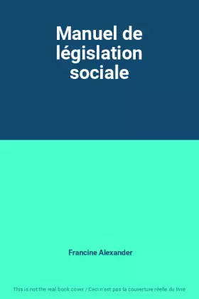 Couverture du produit · Manuel de législation sociale