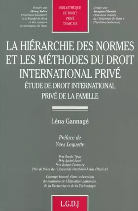 Couverture du produit · Hiérarchie des normes et des méthodes de droit international privé