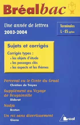 Couverture du produit · Une année de français Bac Tle L/ES: Sujets et corrigés