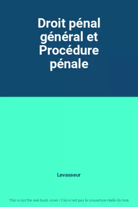 Couverture du produit · Droit pénal général et Procédure pénale