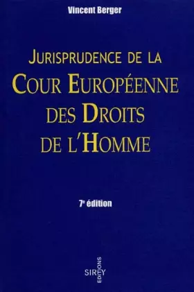 Couverture du produit · Jurisprudence de la Cour Européenne des droits de l'homme