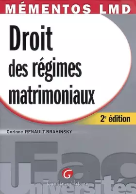 Couverture du produit · Droit des régimes matrimoniaux