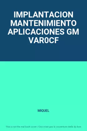 Couverture du produit · IMPLANTACION MANTENIMIENTO APLICACIONES GM VAR0CF