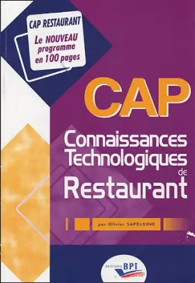 Couverture du produit · CAP Connaissances Technologiques de Restaurant