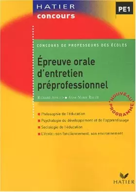 Couverture du produit · Epreuve orale d'entretien préprofessionnel