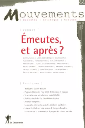 Couverture du produit · Mouvements, N° 44 : Emeutes, et après ?