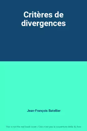 Couverture du produit · Critères de divergences