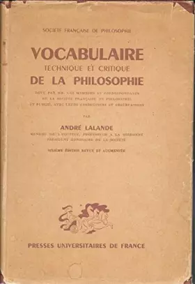 Couverture du produit · Vocabulaire technique et critique de la philosophie