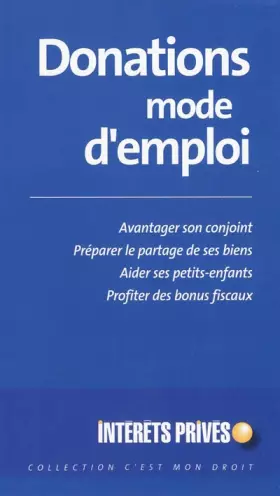 Couverture du produit · Donations : mode d'emploi