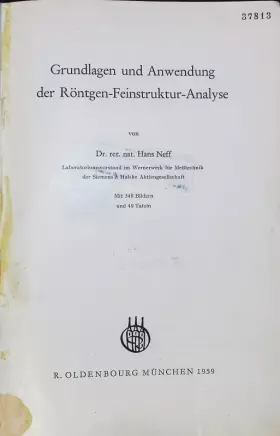Couverture du produit · Grundlagen und Anwendung der Rontgen-Feinstruktur-Analyse
