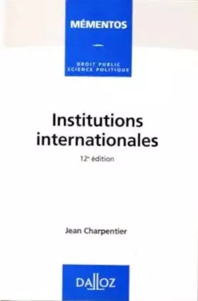Couverture du produit · Institutions internationales