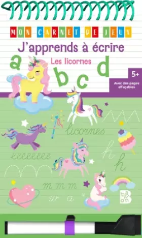 Couverture du produit · J'apprends à écrire avec les licornes: Avec 1 feutre effaçable