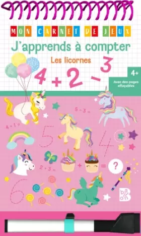 Couverture du produit · J'apprends à compter avec les licornes: Avec 1 feutre effaçable