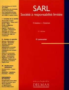 Couverture du produit · SARL, SOCIETE A RESPONSABILITE LIMITEE. Création, Gestion, 21ème édition