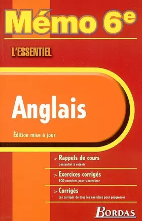 Couverture du produit · MEMO ESSENTIEL ANGLAIS 6E (Ancienne Edition)