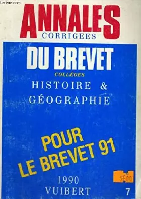Couverture du produit · Annales corrigées du Brevet, 1992 : histoire-géographie