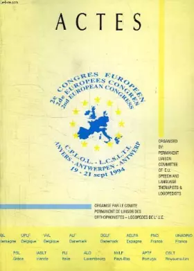 Couverture du produit · Actes du 2e congres europeen de pathologie de la parole et du langage