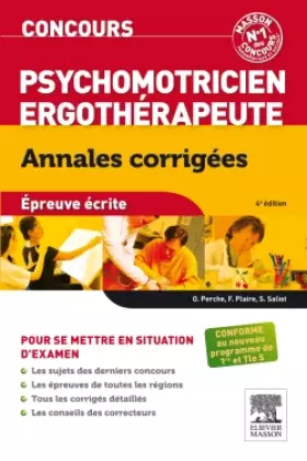 Couverture du produit · Concours Psychomotricien Ergothérapeute Annales corrigées: Epreuve écrite