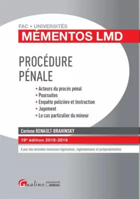 Couverture du produit · Procedure pénale