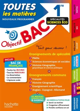 Couverture du produit · Objectif Bac 2024 - 1re Spécialités sciences éco Toutes les matières