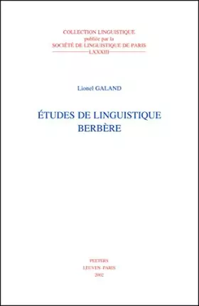 Couverture du produit · Etudes de linguistique berbere
