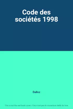 Couverture du produit · Code des sociétés 1998