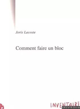 Couverture du produit · Comment faire un bloc