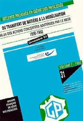 Couverture du produit · Du transfert de matière à la modélisation - bilan des actions concertées soutenues par le Ministère de l'enseignement supérieur
