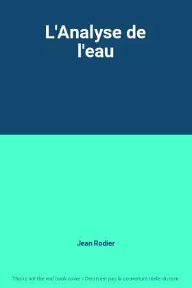 Couverture du produit · L'Analyse de l'eau