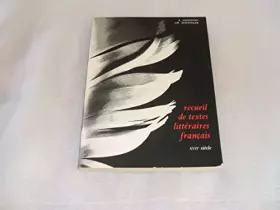 Couverture du produit · XVI SIECLE RECUEIL TEXTES LITTERAIRES FRANCAIS