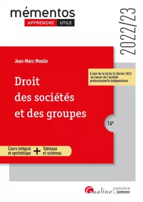 Couverture du produit · Droit des sociétés et des groupes: Un cours clair, structuré et accessible pour l'étudiant (2022-2023)