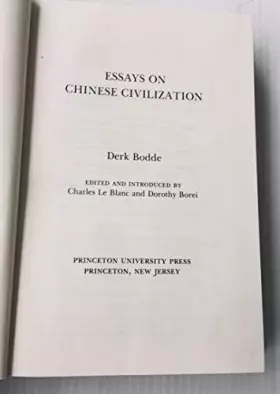 Couverture du produit · Essays on Chinese Civilization (Princeton Series of Collected Essays)