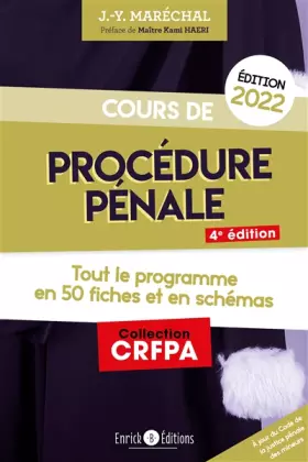 Couverture du produit · Cours de procédure pénale 2022: Tout le programme en 50 fiches et en schémas