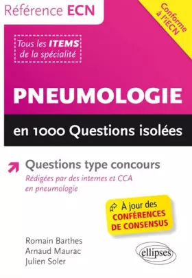 Couverture du produit · Pneumologie en 1000 Questions Isolées Conforme à l'iECN