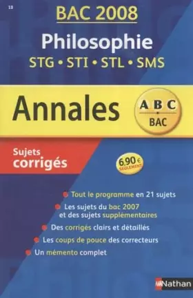 Couverture du produit · Philosophie STG-STI-STL-SMS: Sujets corrigés