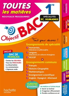 Couverture du produit · Objectif BAC 2025 - 1re Spécialités Sciences humaines Toutes les matières