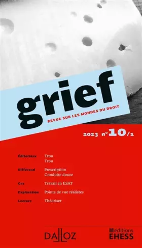 Couverture du produit · Grief 2023 n°10/1 - Revue sur les mondes du droit