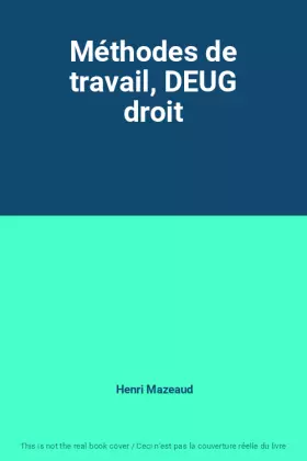 Couverture du produit · Méthodes de travail, DEUG droit