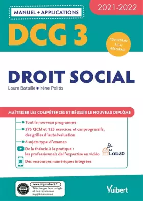 Couverture du produit · DCG 3 - Droit social : Manuel et Applications 2021-2022: Maîtriser les compétences et réussir le nouveau diplôme
