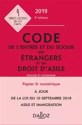 Couverture du produit · Code de l'entrée et du séjour des étrangers et du droit d'asile 2019, annoté et  commenté - 9e éd.