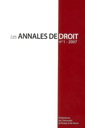 Couverture du produit · Les Annales du droit, N° 1, 2007 :