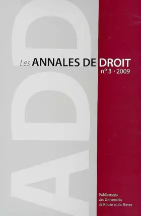 Couverture du produit · Les Annales de Droit, N 3/2009