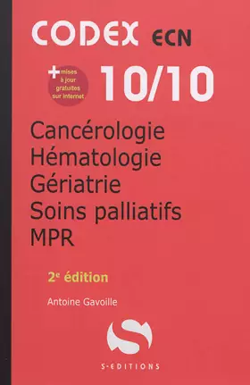 Couverture du produit · Cancérologie hématologie gériatrie soins palliatifs mpr: codex ecn 10/10 (2e édition)