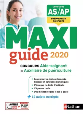 Couverture du produit · Le Maxi guide AS/AP - Concours aide-soignant et auxiliaire de puériculture - 2020