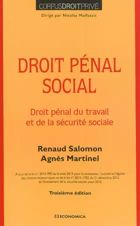 Couverture du produit · Droit Penal Social, 3e ed.