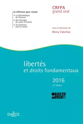 Couverture du produit · Libertés et droits fondamentaux 2016 - 22e éd.